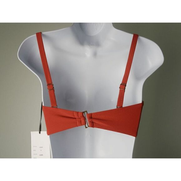 Unique Vintage Rust & White Stripped Louis Swim TOP Bikini S - Picture 4 of 6